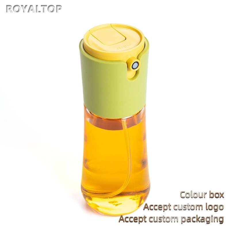 Wholesale 10oz Glass Olive Oil Container Plastic Pump Sprayer 2 in 1 Oil Spray Dispenser for Kitchen Cooking BBQ Air Fryer