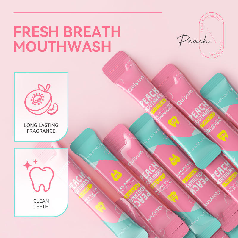 Peach Mouthwash 10ml Cleansing Oral Fresh Breath Portable Travel Size in Stock Trial Pack