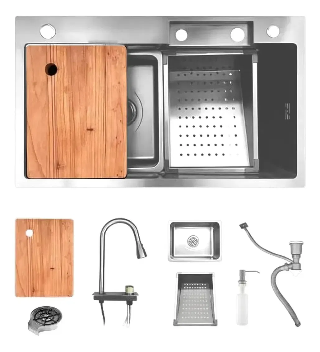 Manufacturer Direct Sales Handmade Stainless Steel Kitchen Sink Single Basin Smart Waterfall Kitchen Sink