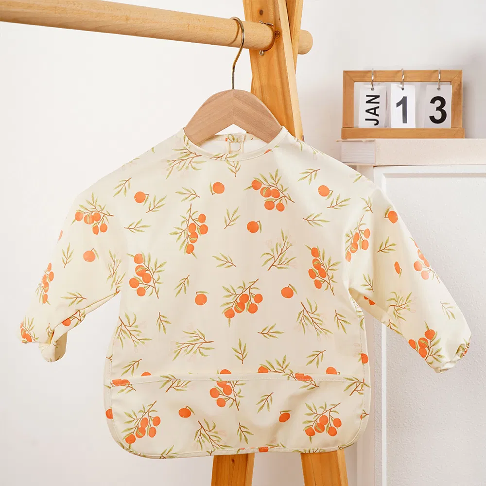 Natucare BSCI Plain Color Polyester PU Baby Bib Portable Private Label Bib for Babies