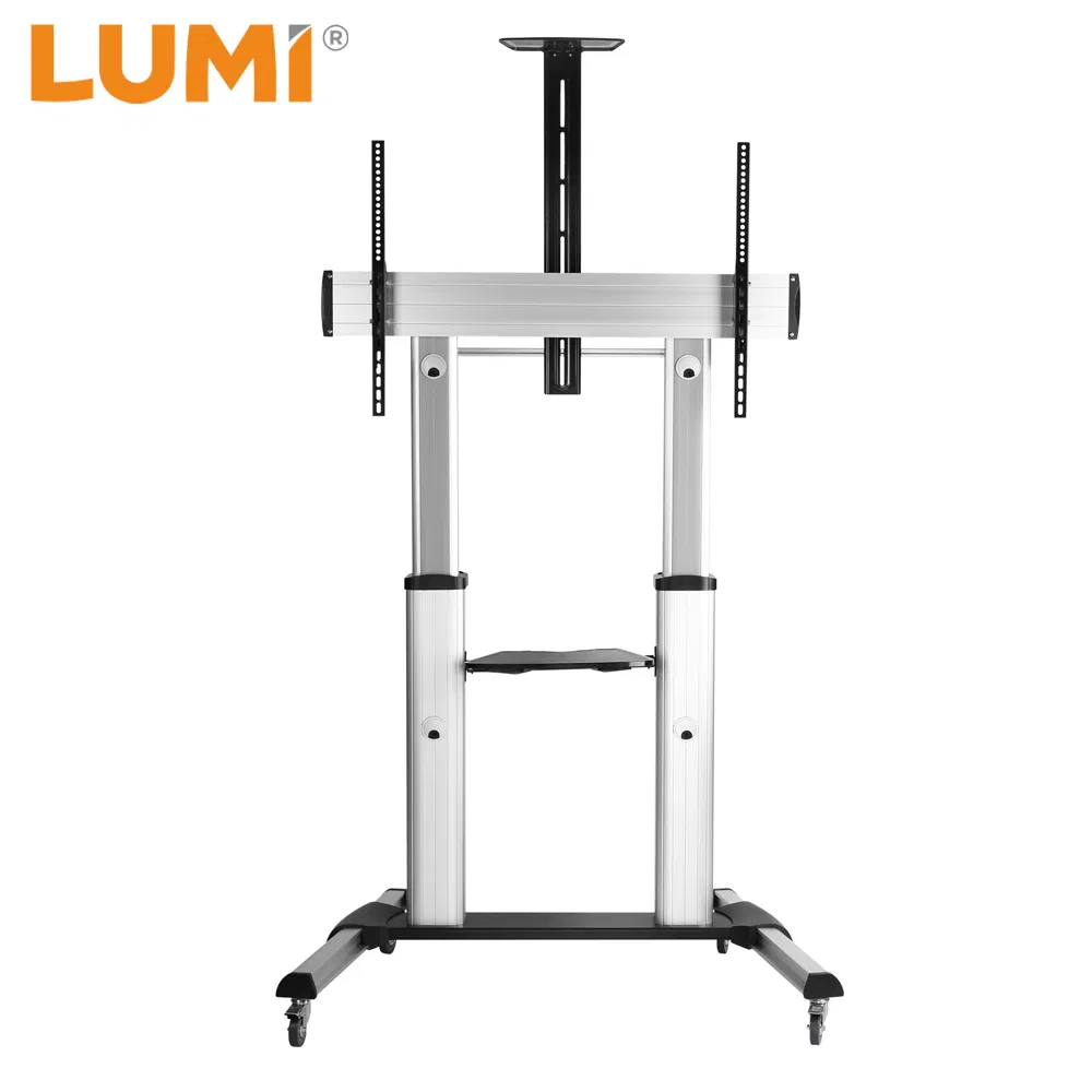 Mobile Manual Lifting Height Adjustable Ultra-large Display TV Cart for 60~100 Inch LCD LED Flat Curved Panel Screen TVs