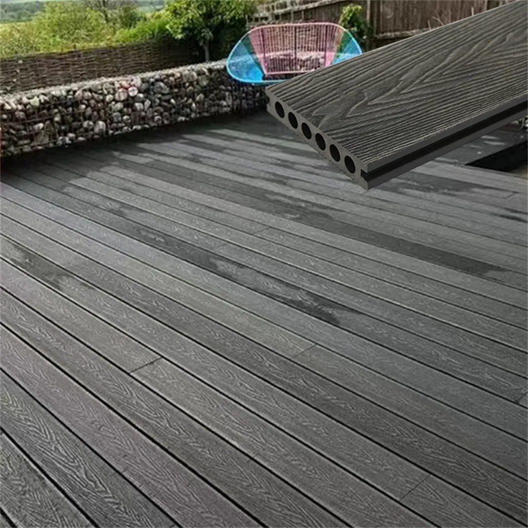 Waterproof Easy Installation WPC Decking Round Hole Hardwood Powder Flooring