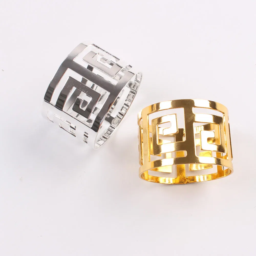 Wholesale Custom High Quality Gold Silver Kirsite Metal Wedding Dinner Napkin Ring