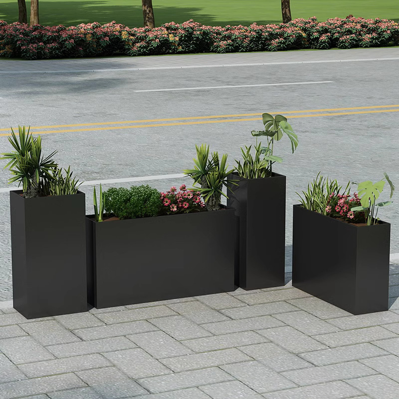 Factory Price Custom Outdoor Metal Square Flower Pot Flower Bed Flower Box