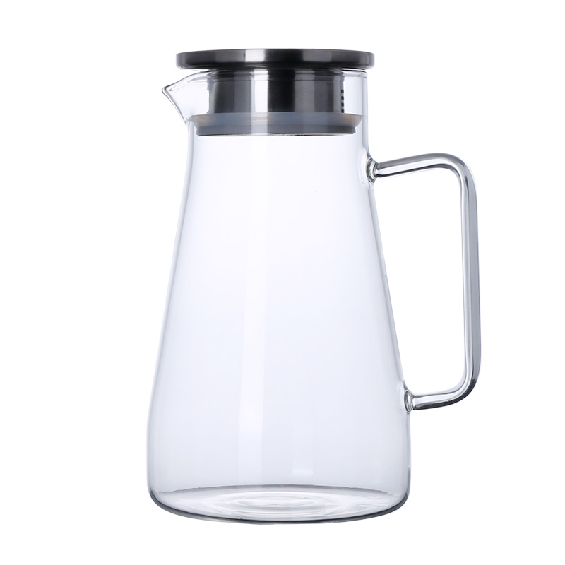 1500ml 1800ml High Borosilicateheat Resistant Cooling Tea Kettle Glass Water Pitcher Set
