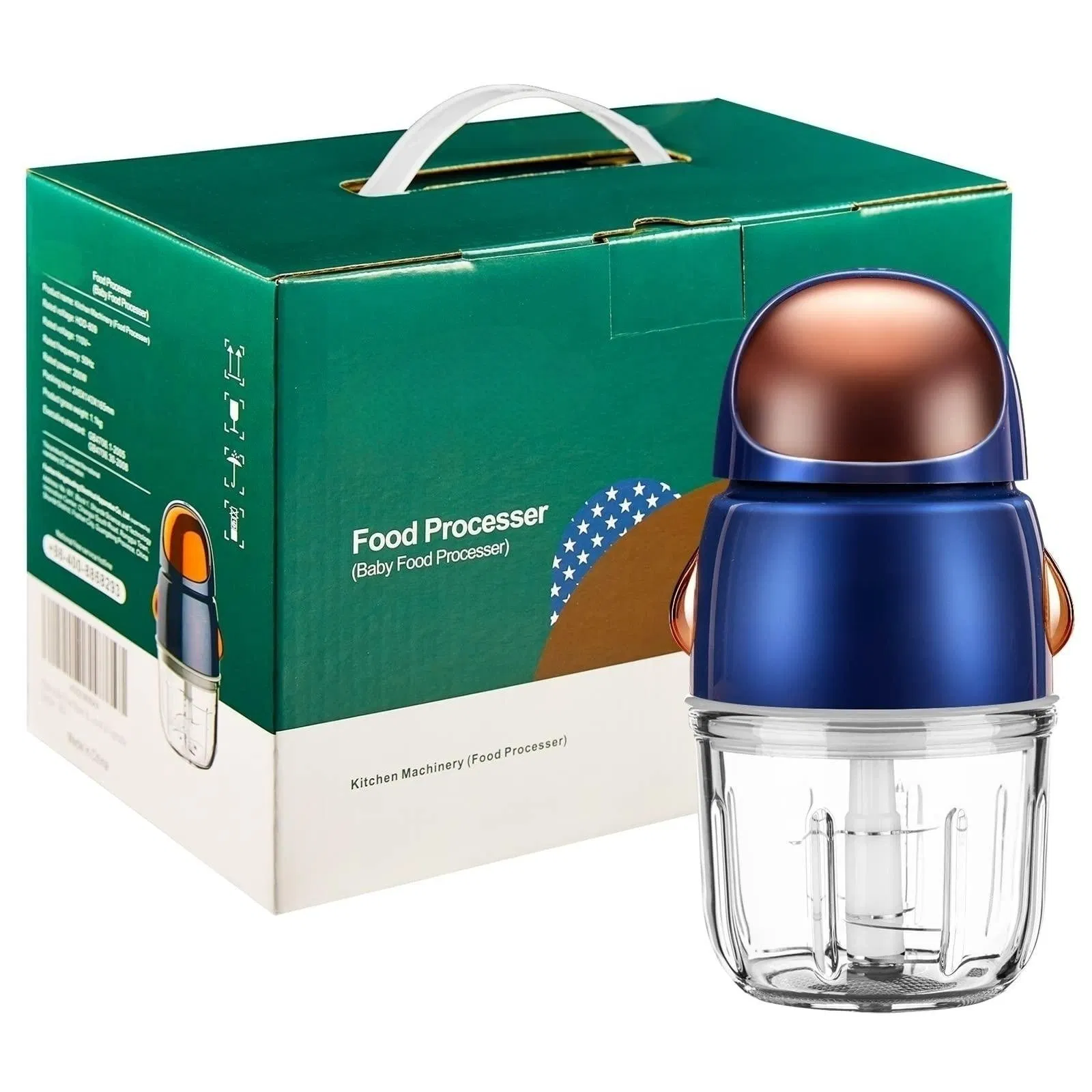 Fashionable Mini Cute 1.2 Cup Glass Bowl 6 Blade Electric Food Blender