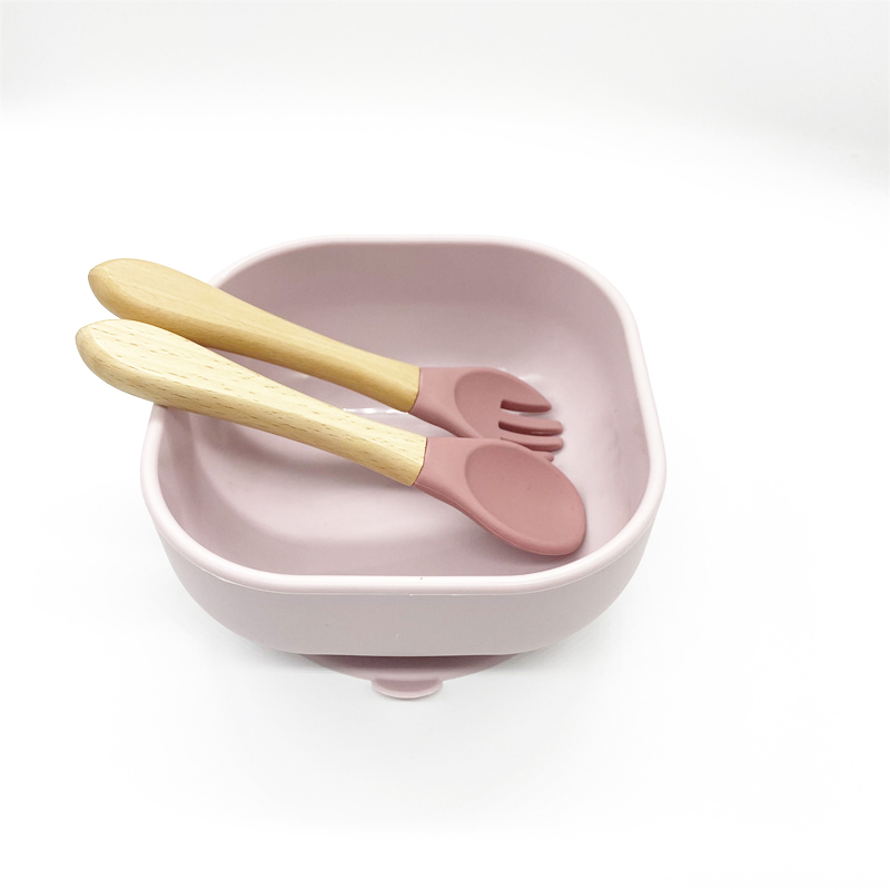 Soft Safe Custom Color Logo Silicone Baby Feeding Bowl Spoon Bib Fruit Feeder Set