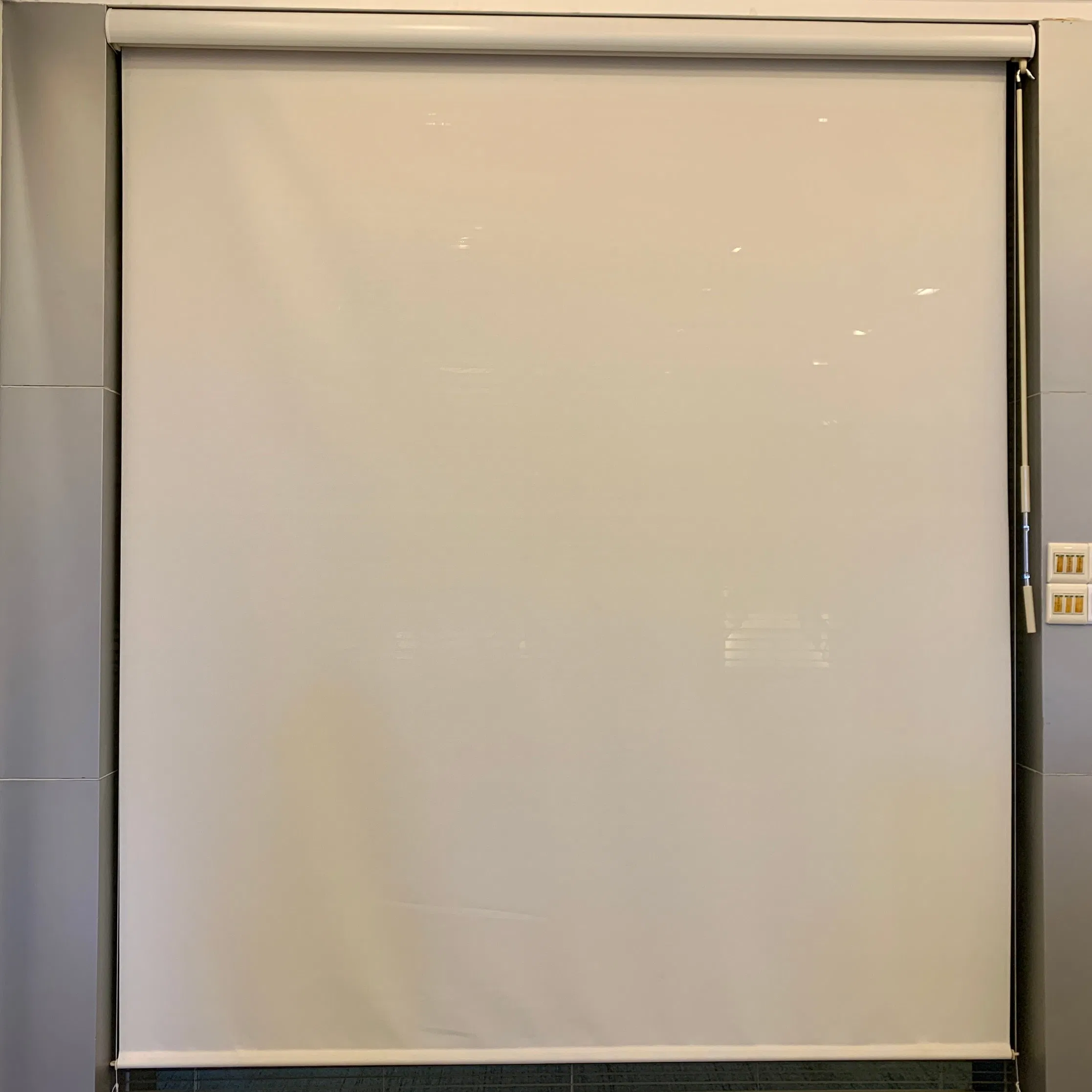 Outdoor Roller Shade Fabric Blind Mocha Cordless Roll up Shades Wand Operation