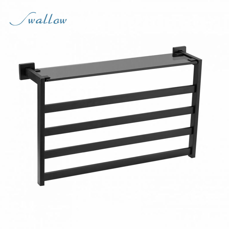 Traditional Glass Shelf with Electric Towel Warmer Rail