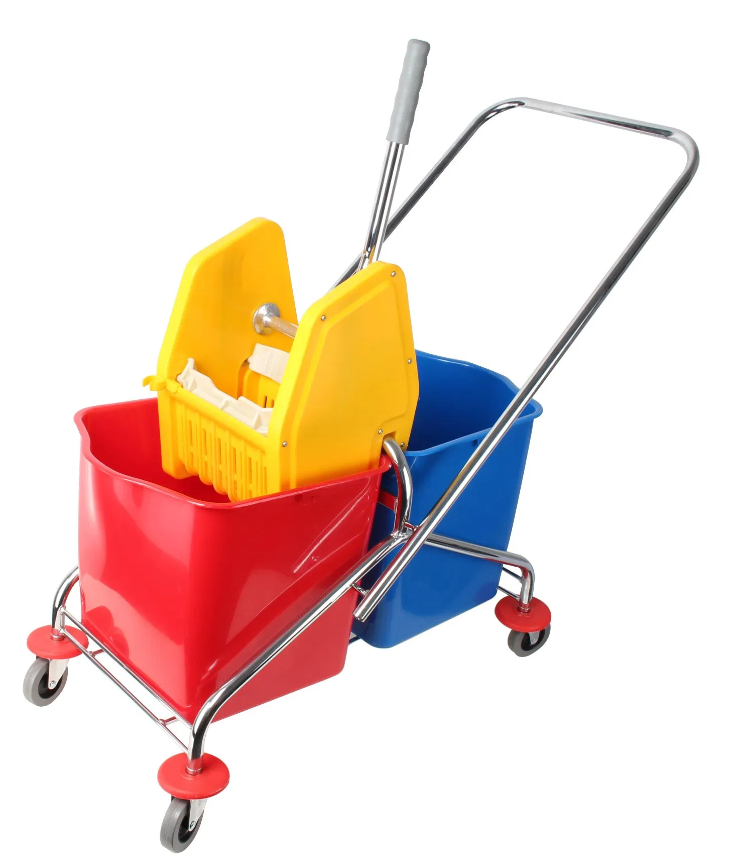 B-043b Side-Press Double Mop Wringer Trolley Mop Bucket