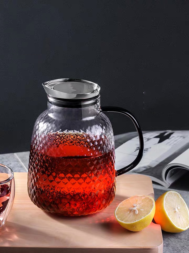 Glass Jug with Lid Iced Tea Pitcher Water Jug Hot Cold Water Ice Tea Wine Coffee Milk and Juice