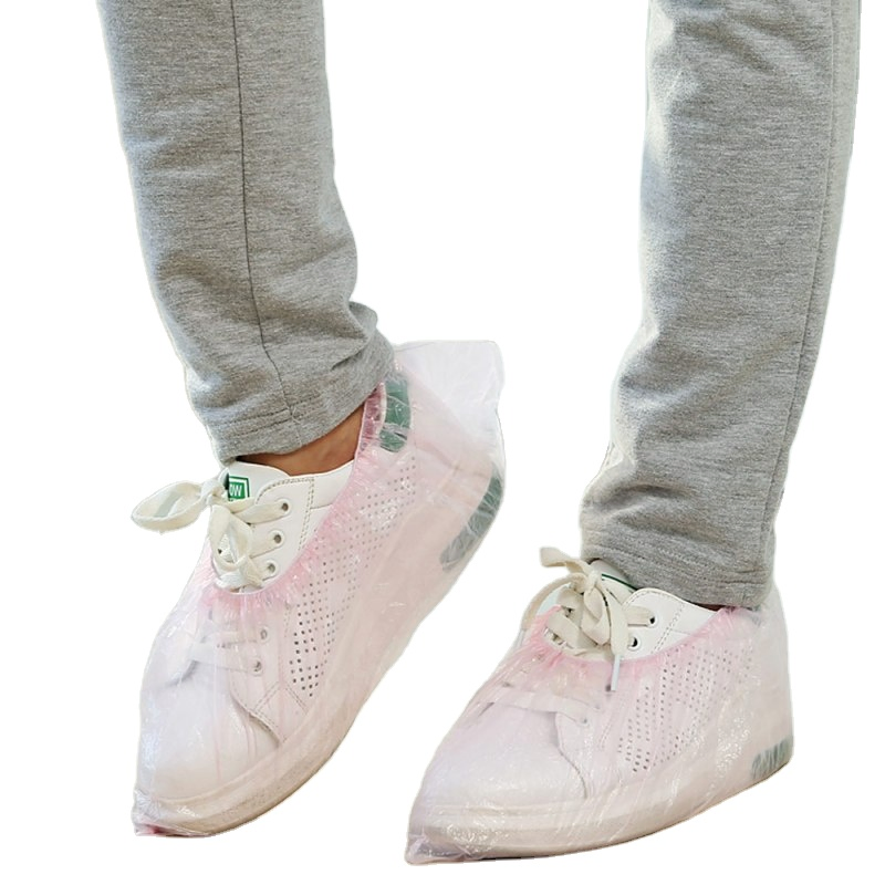CPE Shoe Covers with Elastic Bands and Non-Slip Textured Soles for Sterile Work Environments