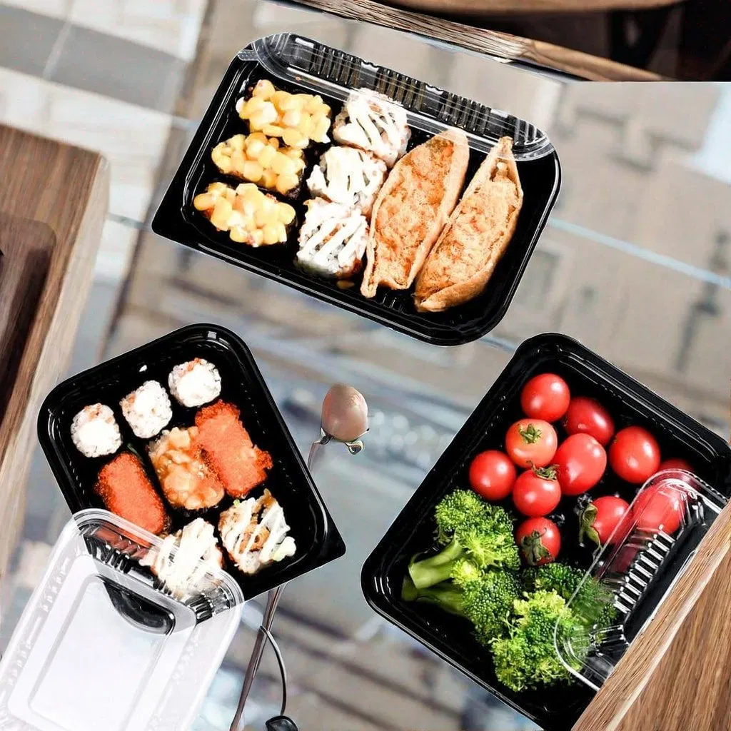 Disposable Bento Box Rectangular Take Away Plastic Food Packaging Lunch Box