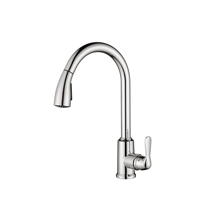 Single Handle Chromed Spring Spout Kitchen Sink Faucet
