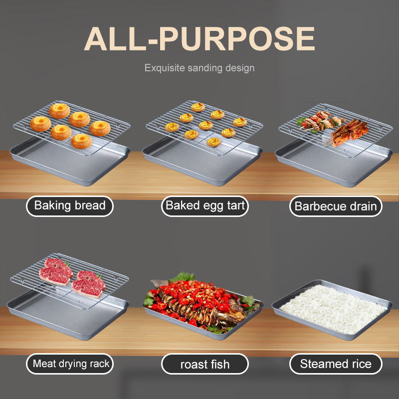 Wholesale Kitchenware Net Frame Baking Pan Non Toxic Stainless Steel Oven Tray Bread Baking Tray with Basic Customization