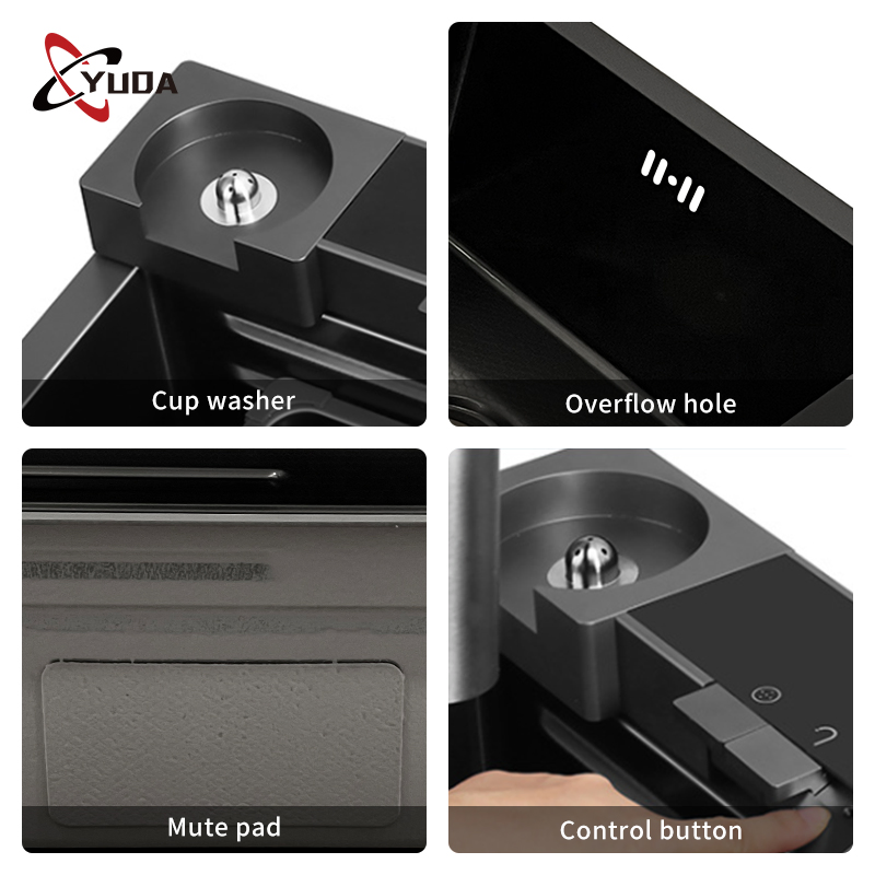 Smart Sink Nano Handmade Stainless Steel Waterfall Style Kitchen Sink Wholesale Dhk