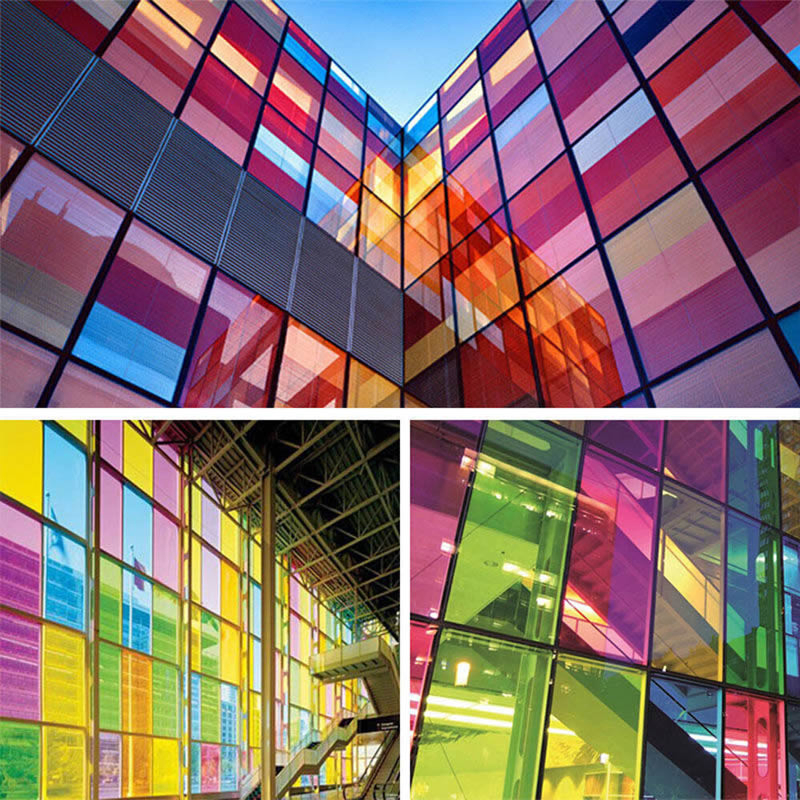 Architectural Self Adhesive Red Window Decorative Building Glass Film