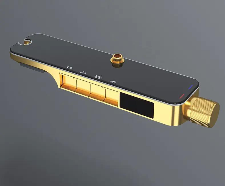 Top1 Piano Key Shower Set Gray Bathroom Digital Display Faucet Shower System Set Bathtub Hot and Cold 4 Functions Tap Shower Set