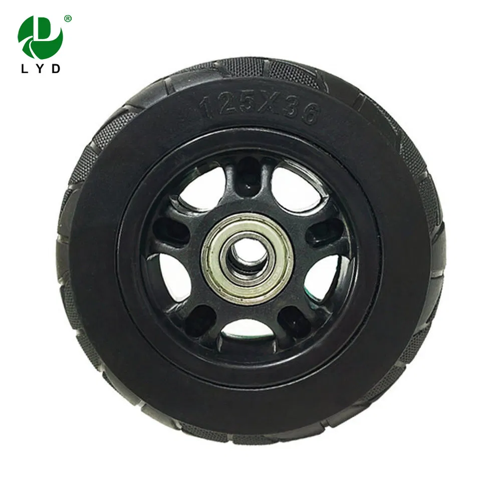 Shock Absorption Solid Rubber Medium-Sized 5 Inch Hand Trolley Wide Wheels