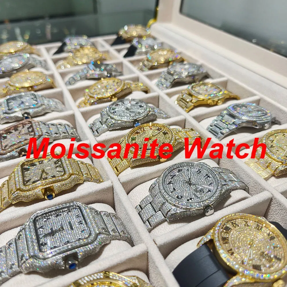 Reloj Full Diamond Jewelry Vvs1 Moissanite Hip Hop Iced out Automatic Watches Gold Luxury Men Mechanical Vvs Moissanite Watch