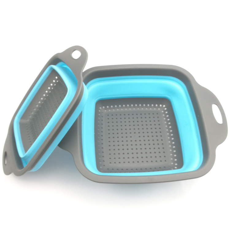 Folding Fruit Vegetable Plastic Kitchen Sink Double Drain Silicone Basket Straine Colander