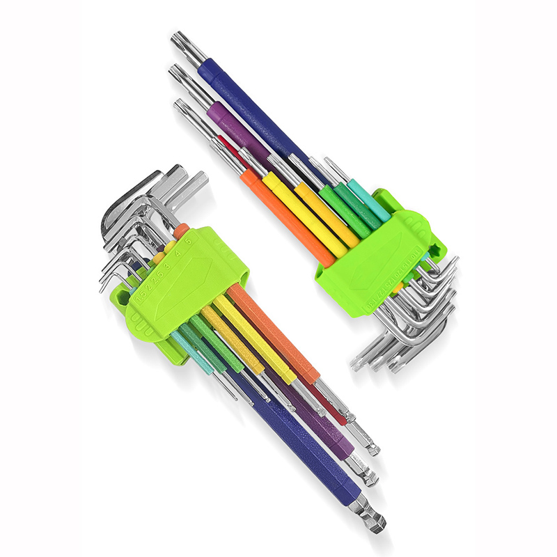Hot Selling 9PCS L-Type Hex Key Wrench Set Torx Ball End Multi-Color Allen Wrench Set for Repair Tools