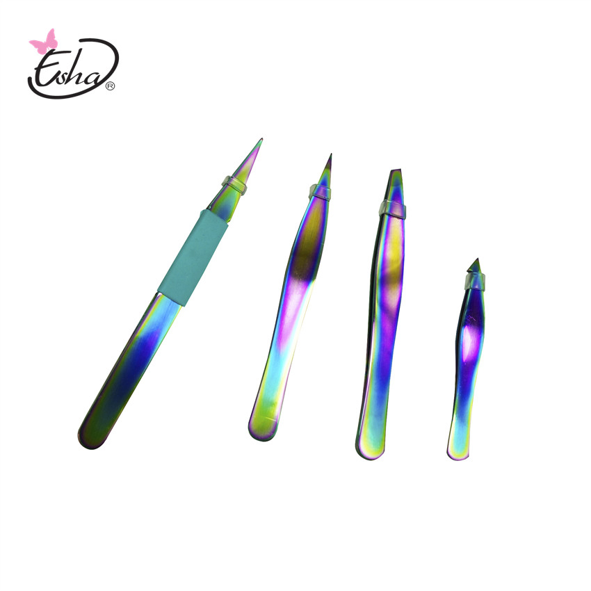 High Precision Squared Slanted Eyelash Extension Fantasy Eyebrow Tweezers Pointed Eyelash Tweezers