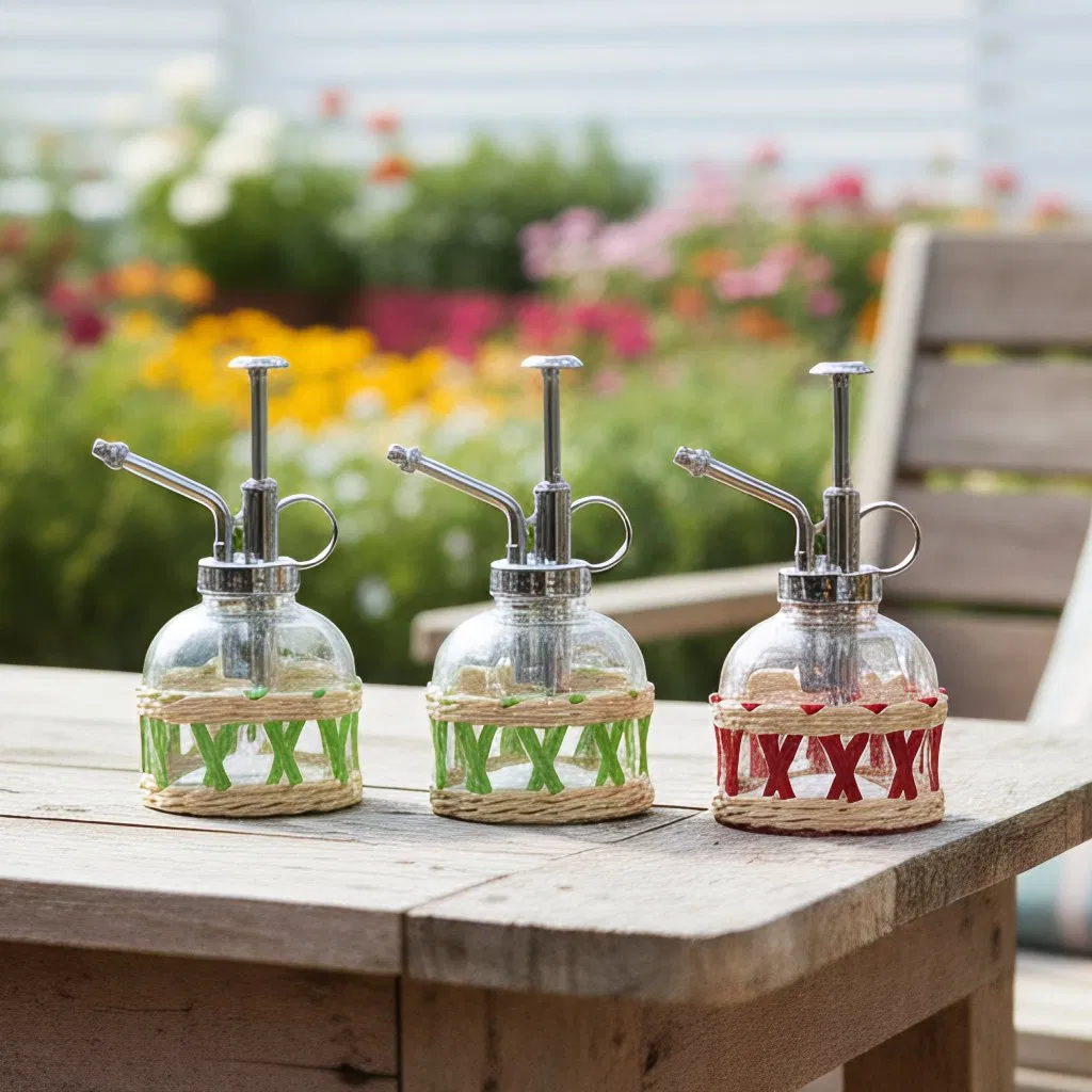 Стильный стеклянный опрыскиватель из лозы для дома и сада