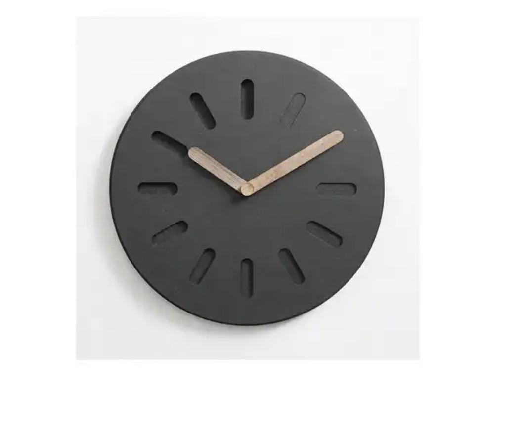 Modern Simple Gray Silent Sweep Art Office Decorative Wooden Wall Clock
