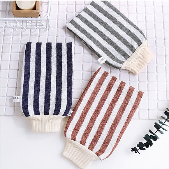 Vertical Stripes Thickened Bath Gloves Wash Dirt Wash Mud Bath Gloves