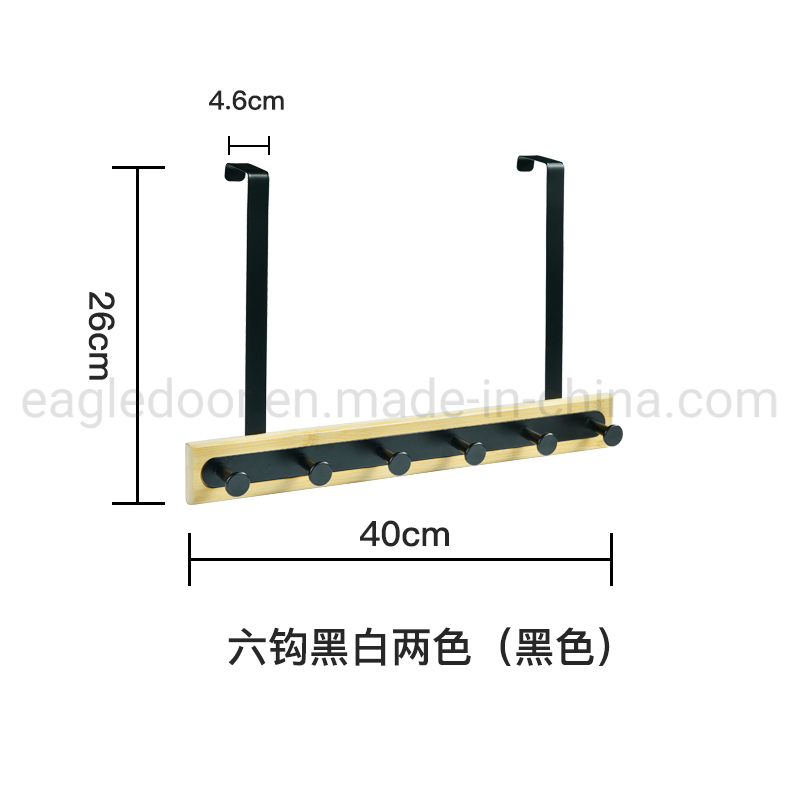 Toilet Products Bamboo Wood & Stainless Steel Over The Door Towel Rack, 6 Hooks