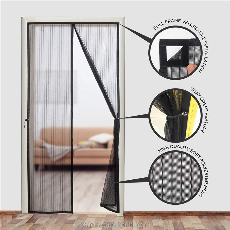 Easy Adhesive Installation Magnetic Fly Screen Door, Insect Screen Mosquito Door Net, Magnetic Curtain Room/Balcony/Patio Door