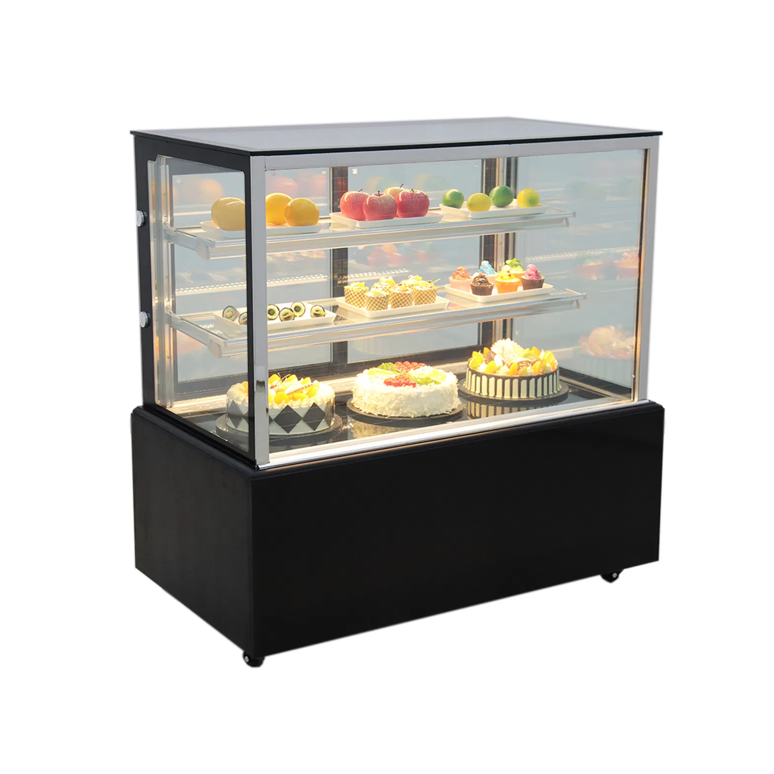 LED Light Front Back Sliding Glass Door Bakery Bread Cake Display Refrigerator Cooler Fridge Showcase