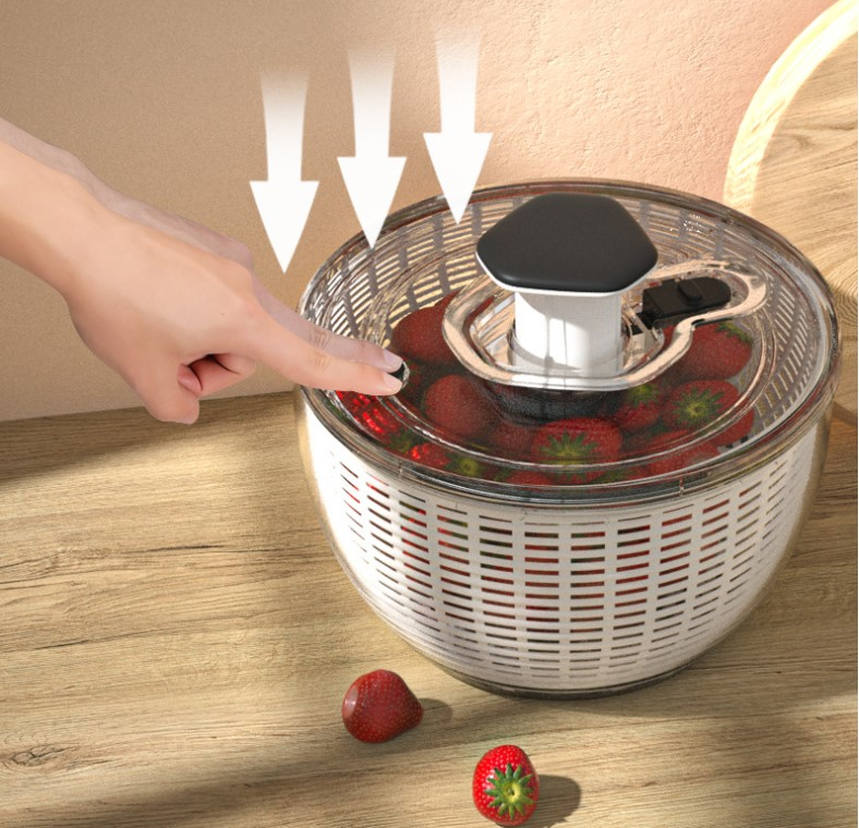 Salad Spinner, Salad Mixer, Plastic Manual Fruit and Vegetable Large Salad Spinner, Quick and Easy Multi-Use Spinner and Dryer with Storage Container