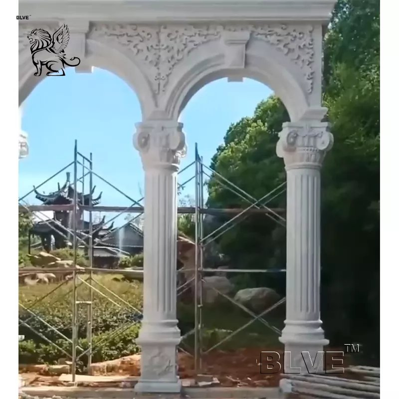 Garden White Marble Porch Pillar Natural Stone Outdoor Roman Greek Columns European Style Design