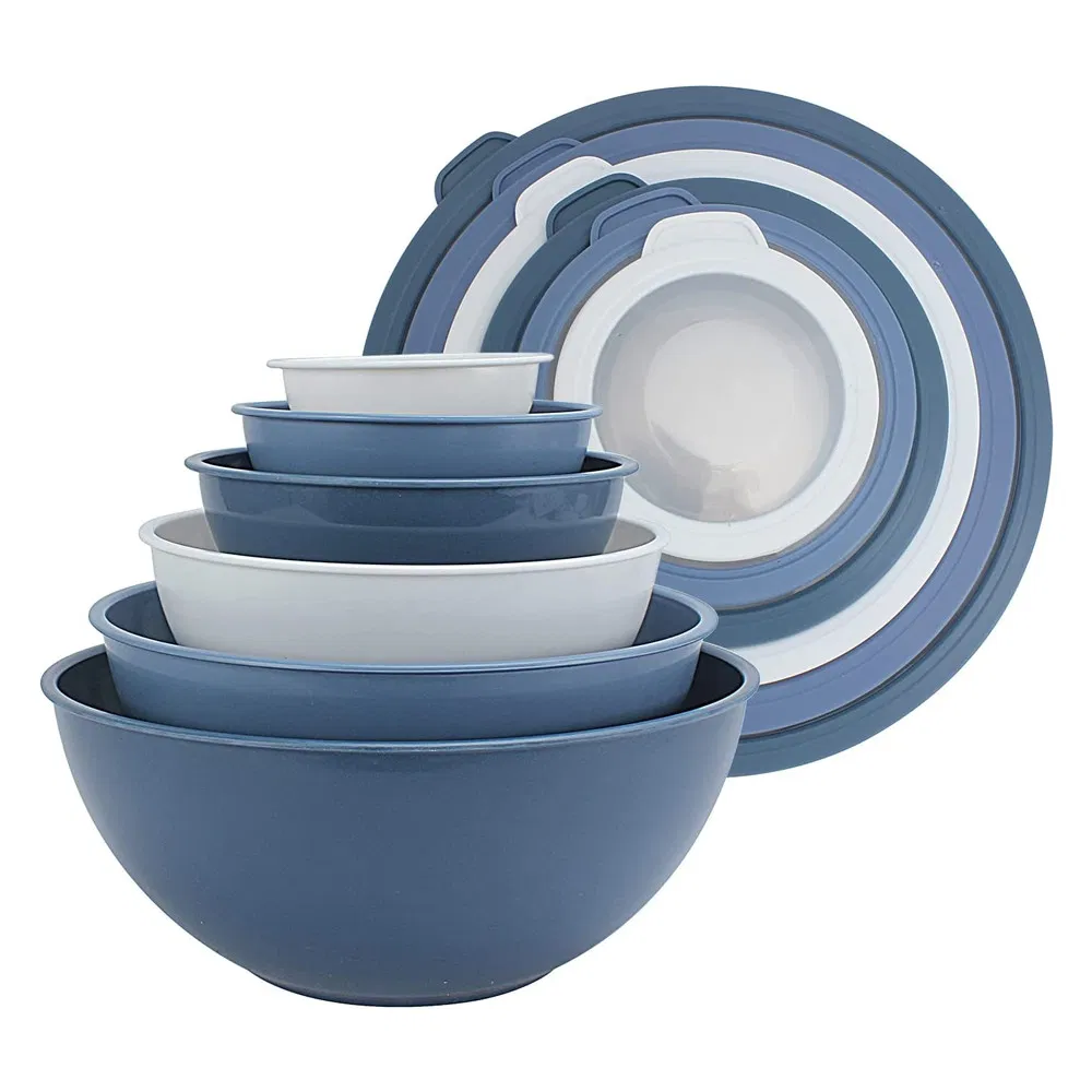 12 Piece Plastic Nesting Bowls Set with TPR Lids