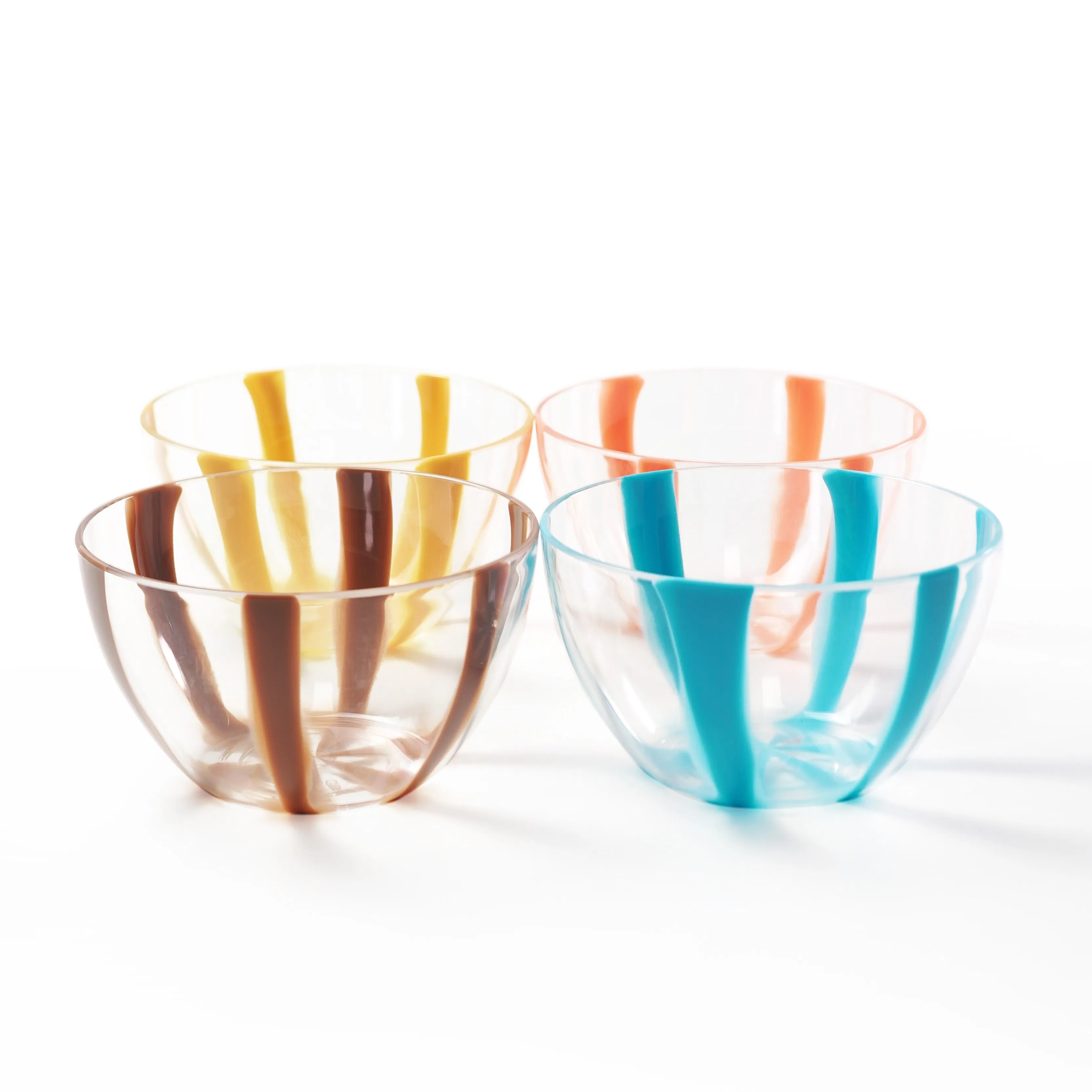 Wholesale Bicolour Striped Custom Plastic Round Salad Bowl