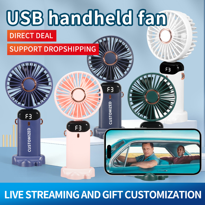 Mini Cooling Fan Aromatherapy Fan Use Plastic Global USB Handheld Digital Display Folding Household Outdoor Rechargeable Battery