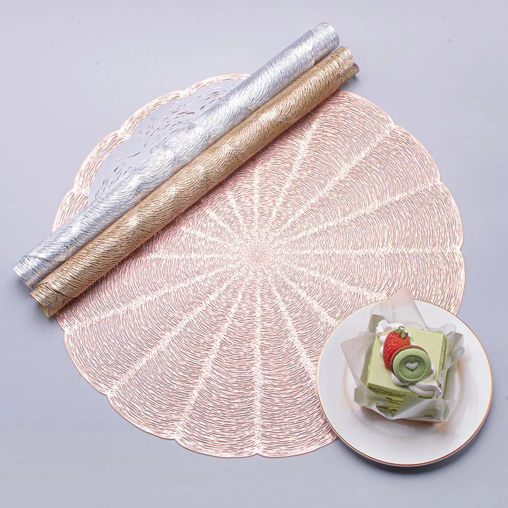 Manufacture PVC Hollow Placemat Gold High Quality Heat Resistant Place Mat Plain Table Mats Sets Household