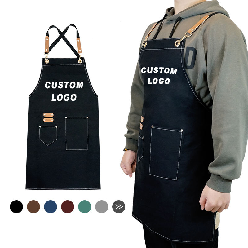 Canvas Chef Cottons Waiter Unisex Uniform Cooking Kitchen Bar Aprons