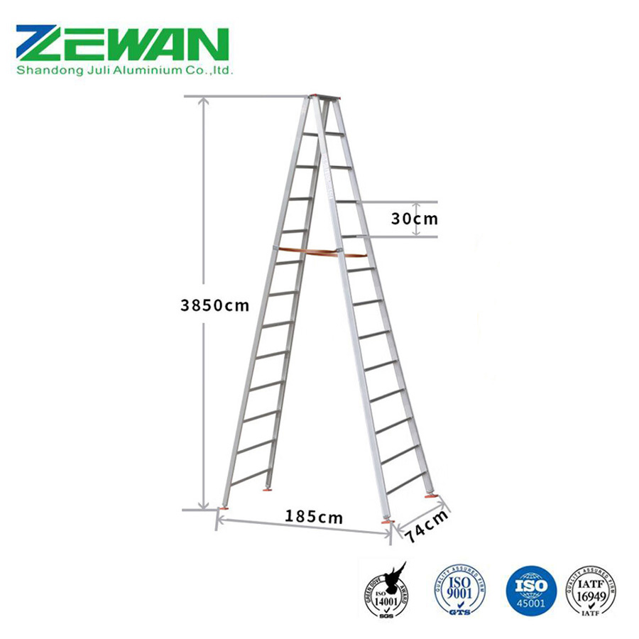 Aluminium Household Folding Ladder Multi-Purpose Aluminum Fixed Straight Step Ladder