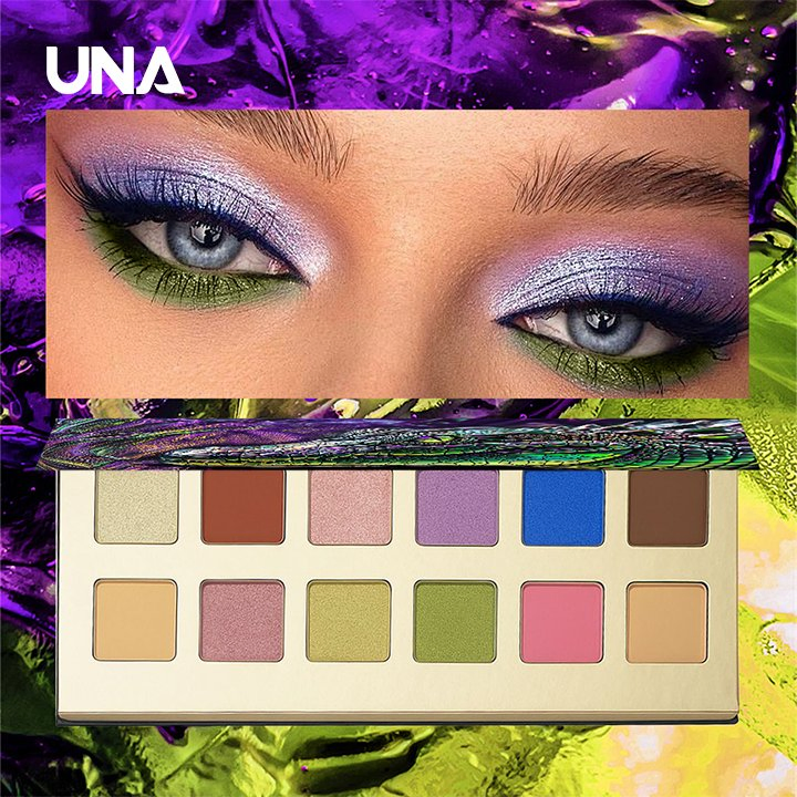 12-Color Alligator Eye Eyeshadow Palette with Iridescent Scale Effect Waterproof Metallic & Matte Finish Powder Form