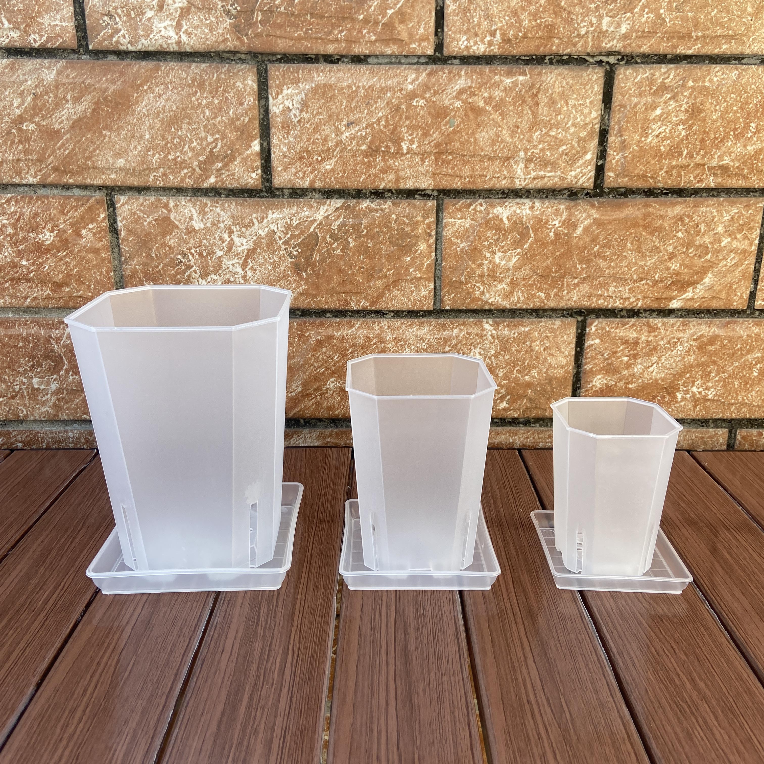 Горшок цветочный квадратный прозрачный пластиковый высокий