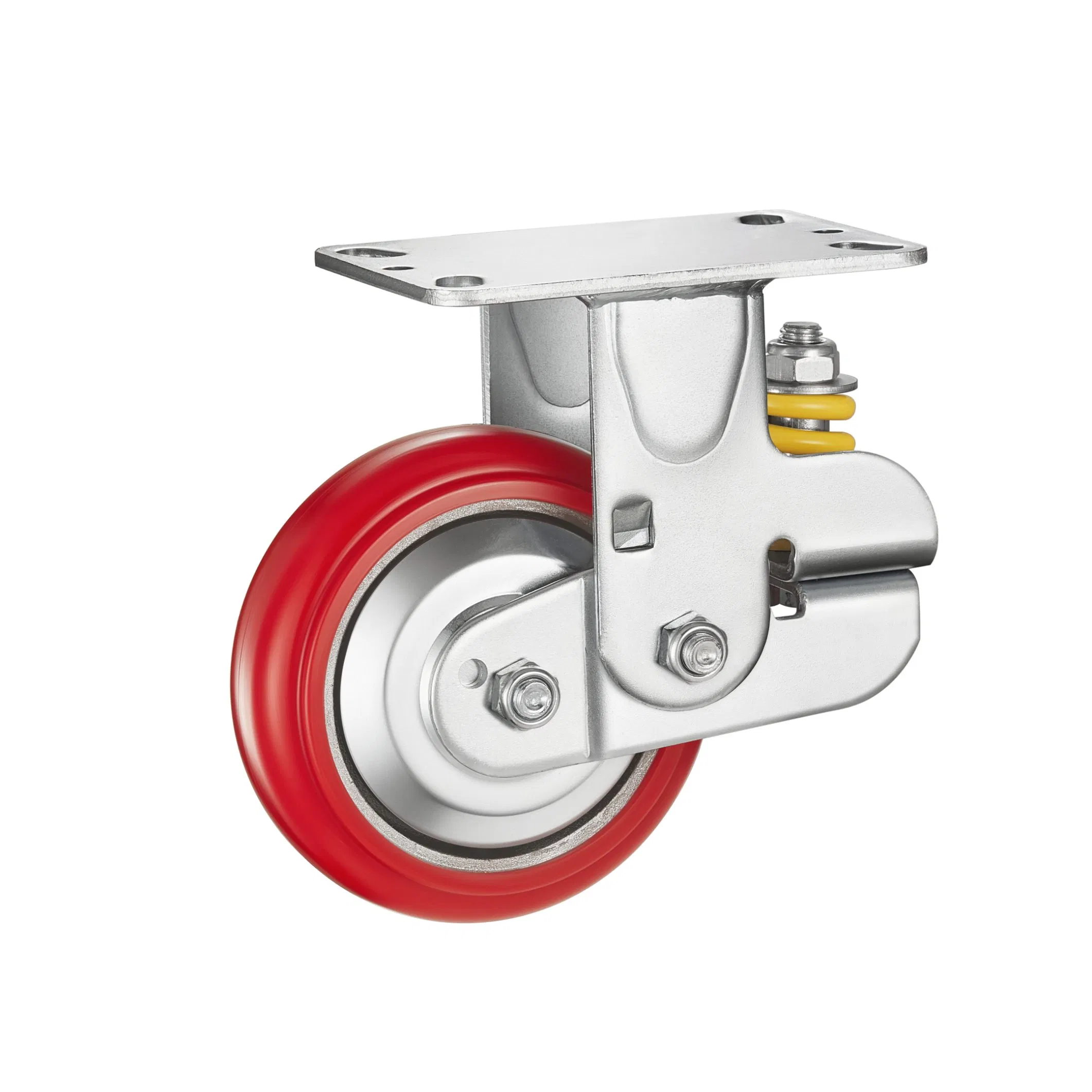 Heavy Duty 5" 6′ ′ Iron Core PU Single Springs Swivel Shockproof Caster Wheel