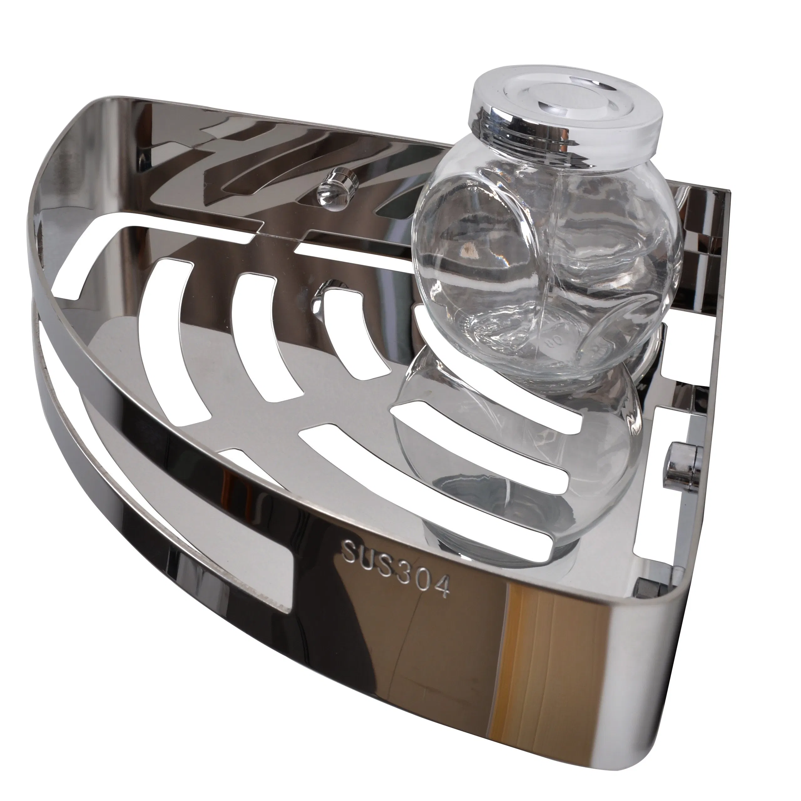 Bathroom Accessories Wall Mounted Black Silver Stainless Steel Single Tier Triangle Corner Shower Shelf