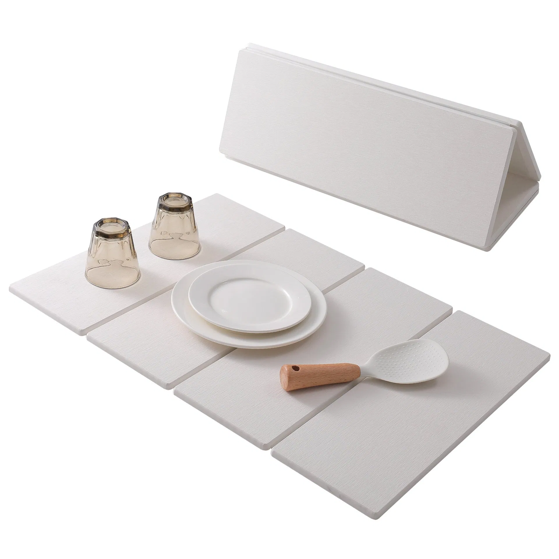 Custom Foldable Diatomaceous Earth Dish Drying Mats Absorbent Collapsible Stone Dish Drying Mat for Kitchen Counter
