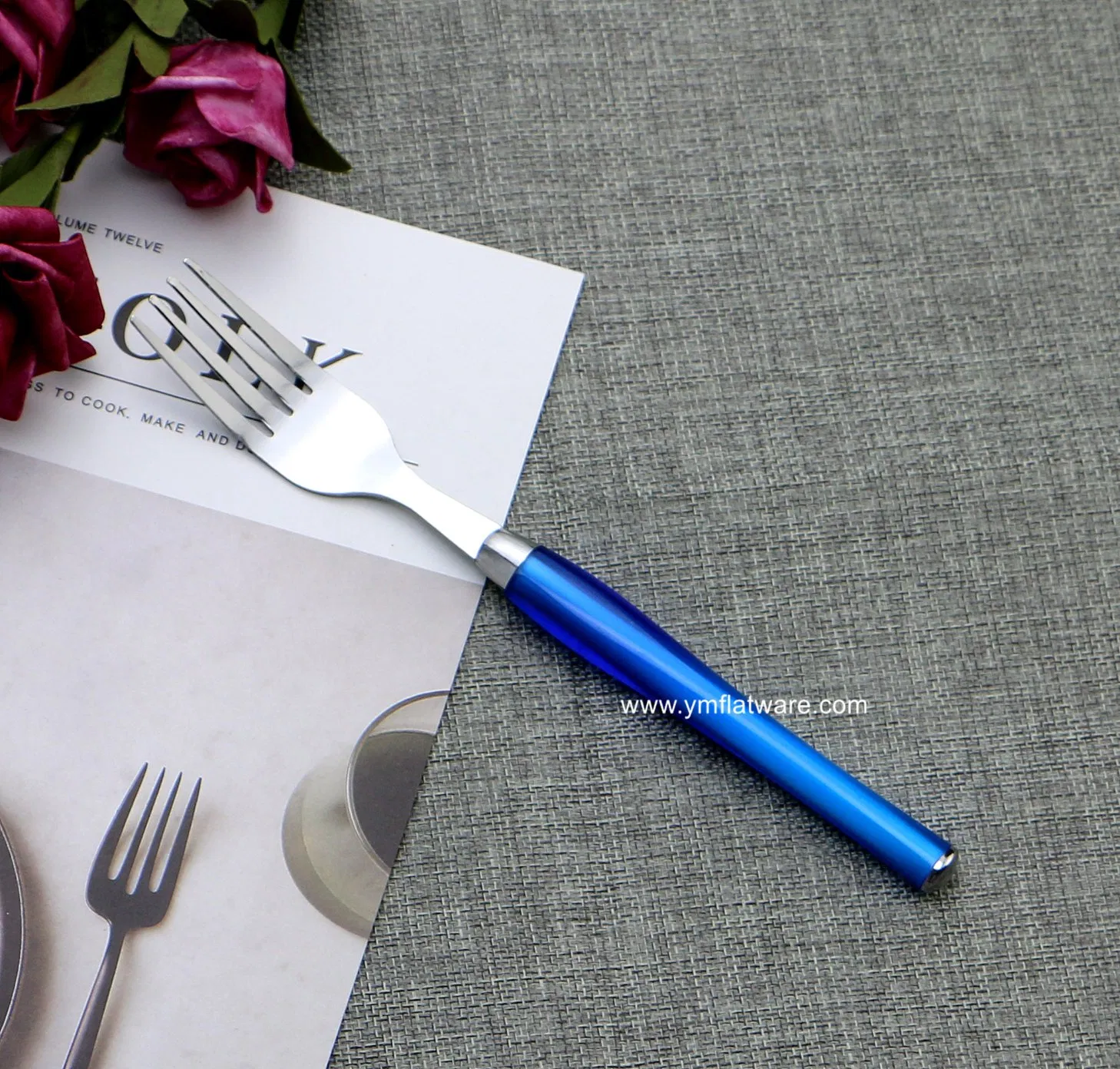 International Stainless Steel Colorful Handle Plastic Flatware Fork and Spoon