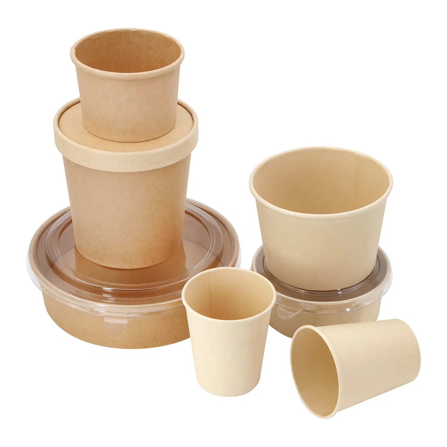 Hot Selling Compostable Paper Salad Bowl with Divider Takeaway Paper Bowl Salad for Picnic