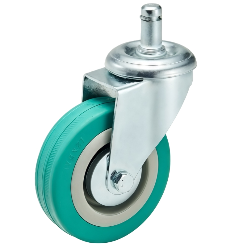 Floor Protecting Rod Insert Light Duty Caster Swivel Grey Rubber Caster