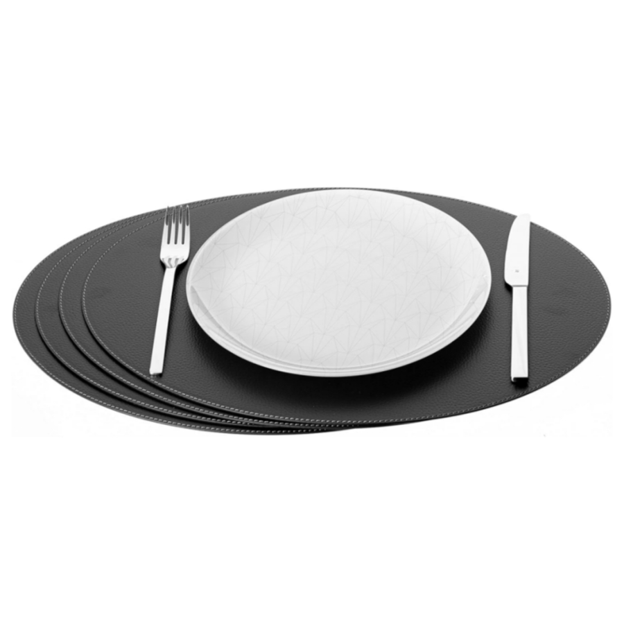 Eco-Leather Table Mats Oval/Round Placemat Waterproof Wipeable Kitchen Dining PU Place Mats